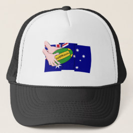 Australien Flaggen Rugby Ball Cartoon Hands Truckerkappe