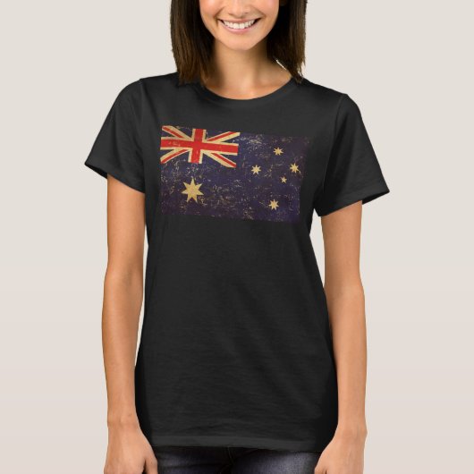 Australien Flaggen Vintages Design Frauen Schwarz T-Shirt (Vorderseite)