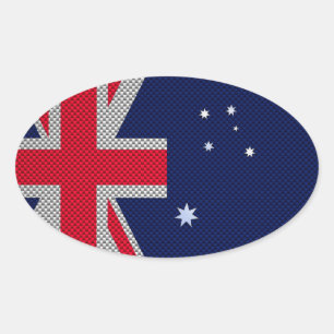 Australien Flaggendesign im Carbon Fibre Chrome St Ovaler Aufkleber