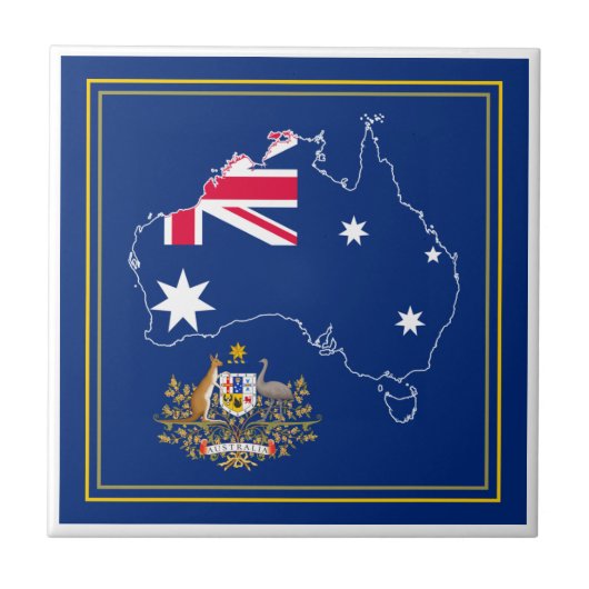Australien Flaggenplan & Emblem Fliese (Vorderseite)