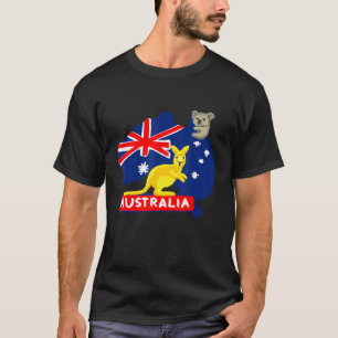 Australien Flaggenplan Kontinent Kangaroo Koala T-Shirt