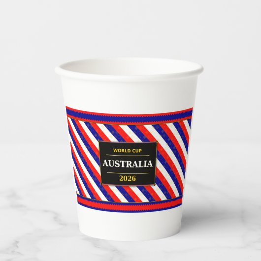 Australien Fußballfan-Flaggenfarben Streifenmuster Pappbecher (Vorderseite)