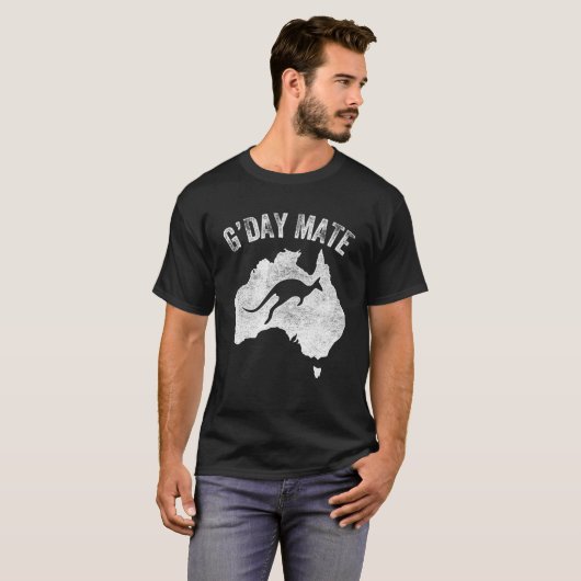 Australien G Day Mate Kangaroo Australisches Symbo T-Shirt (Vorne ganz)