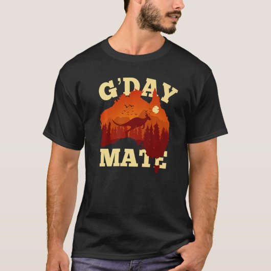 Australien G'Day Mate Australian Flag Aussie Map 1 T-Shirt (Vorderseite)