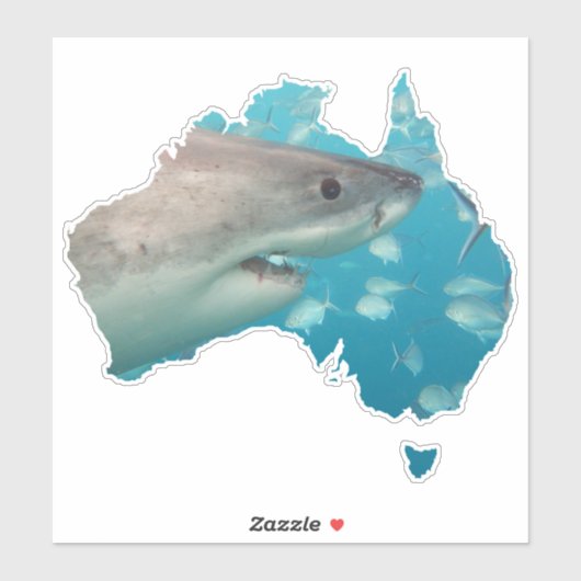 Australien Gestalt Weißer Hai Nah Aufkleber (Blatt)