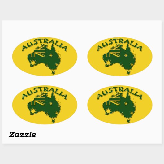 Australien - grün und gold ovaler aufkleber (Blatt)
