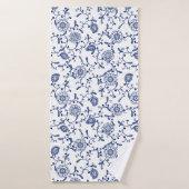 Australien Hamptons Style Blue White Floral Muster Badehandtuch (Badehandtuch)