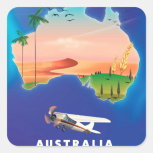 Australien Holiday Reiseplakat Quadratischer Aufkleber