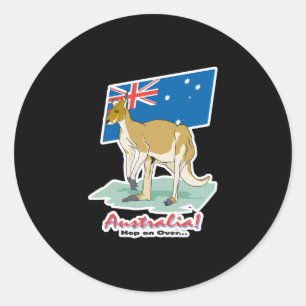 Australien hüpfe rüber Känguru Runder Aufkleber