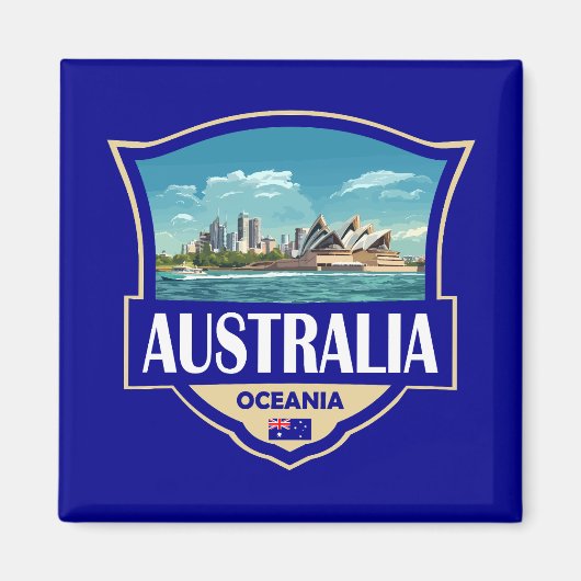 Australien Illustration Retro Abzeichen Magnet (Vorne)