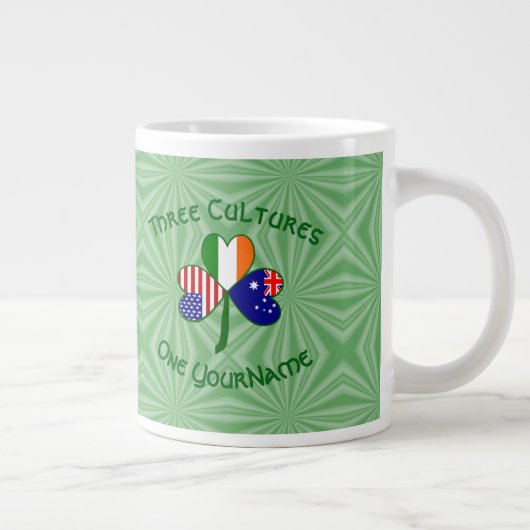 Australien Irland USA Flaggen Kleeblatt Your Nam S Jumbo-Tasse (Rechts)