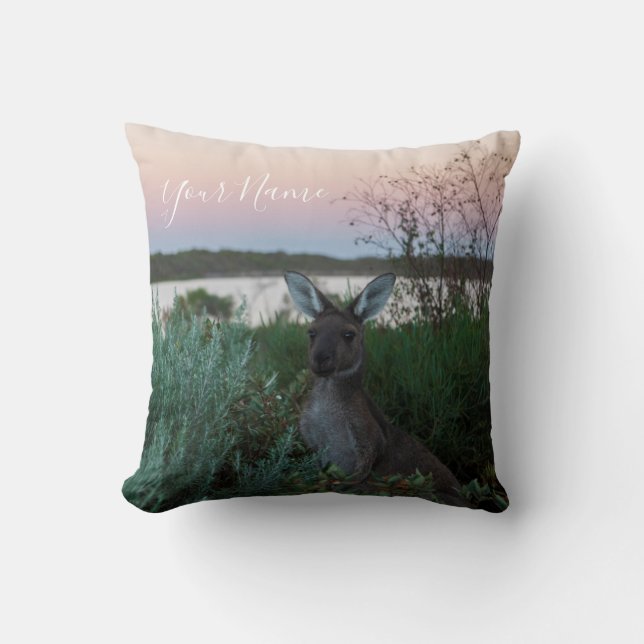 Australien Kangaroo Animal Wildlife Sunset Nature Kissen (Vorderseite)