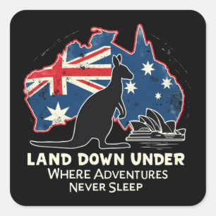 Australien Kangaroo Aussies landen unter Quadratischer Aufkleber