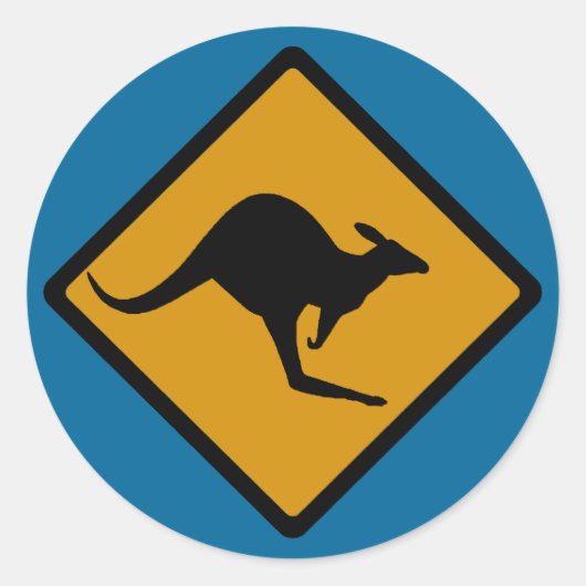 Australien Kangaroo Crossing Sign Runder Aufkleber (Vorderseite)