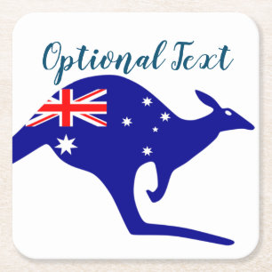 Australien Kangaroo & Flag Rechteckiger Pappuntersetzer