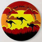 Australien Kangaroo Red Black Yellow Large Abzeich Button (Vorderseite)