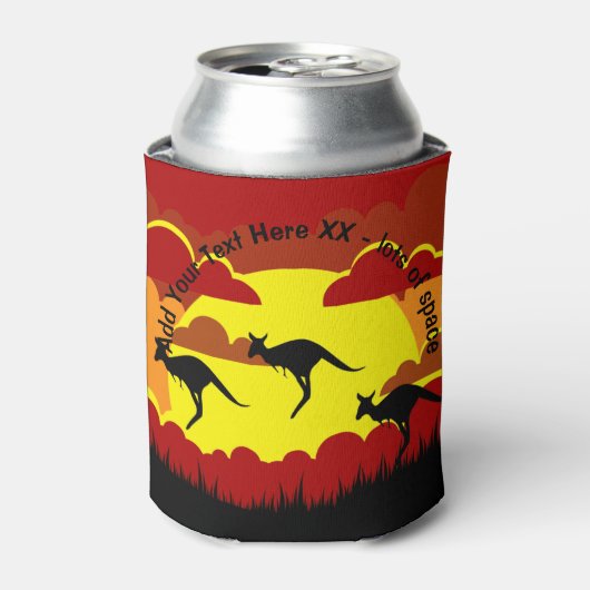 Australien Kangaroo Red Black Yellow Stubby Holder Dosenkühler (Kanne Vorderseite)