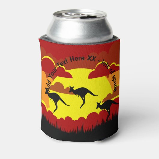 Australien Kangaroo Red Black Yellow Stubby Holder Dosenkühler (Kanne Rückseite)