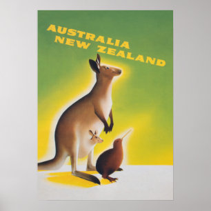 Australien Kangaroo Retro Vintage Travel Poster