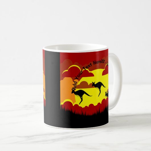 Australien Kangaroo Rotes Schwarzes Gelb Kaffeetasse (VorderseiteRechts)