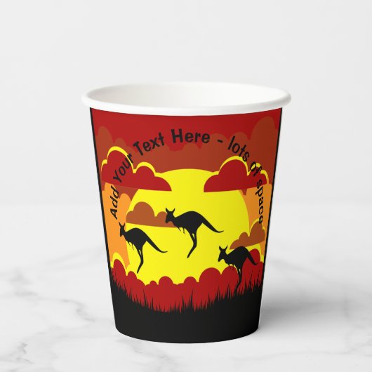 Australien Kangaroos Red Black Yellow Paper Cups Pappbecher (Rückseite)