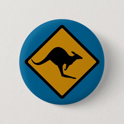 Australien-Känguru-Überfahrt-Zeichen Button (Vorderseite)