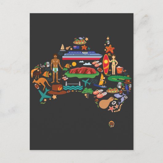 Australien Karte Australischer Landtiere Reisen (Vorderseite)