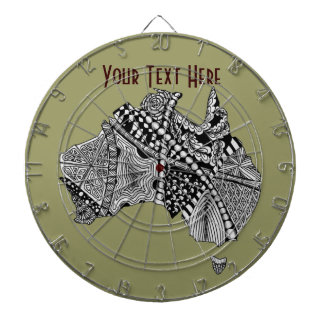 Australien Karte Doodle Art Black and White Dartscheibe