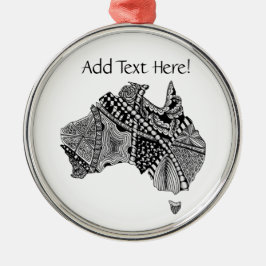 Australien Karte Doodle Art Black and White Silbernes Ornament