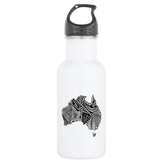 Australien Karte Doodle Edelstahlflasche (Vorderseite)