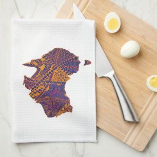 Australien Karte Doodle Orange Lila Geschirrtuch