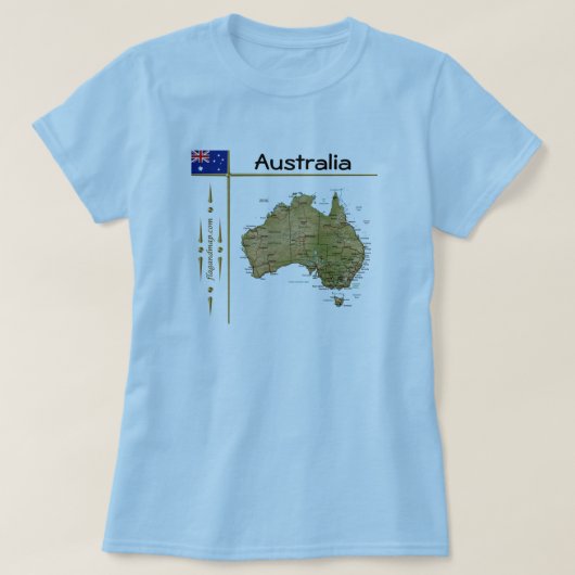 Australien Karte + Flagge + T - Shirt (Design vorne)
