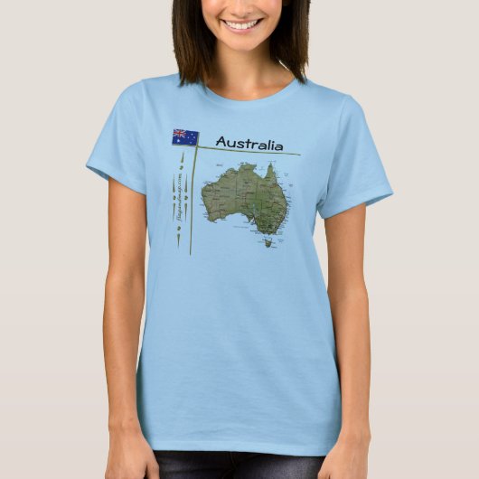 Australien Karte + Flagge + T - Shirt (Vorderseite)