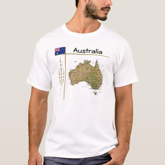 Australien Karte + Flagge + T - Shirt (Vorderseite)