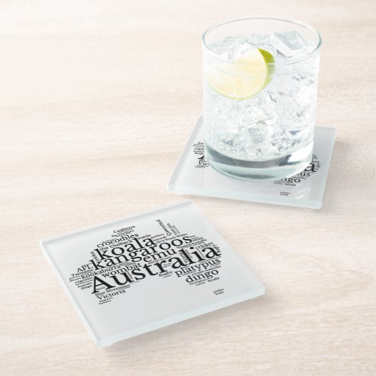 Australien Karte Glasuntersetzer (Schrägansicht)