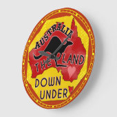 Australien Karte Land Down Under mit Kangaroo Retr Große Wanduhr (Winkel)