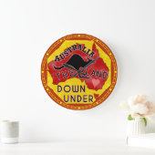 Australien Karte Land Down Under mit Kangaroo Retr Große Wanduhr (Zuhause)