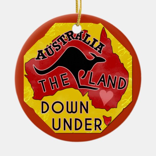Australien Karte Land Down Under mit Kangaroo Retr Keramikornament (Vorne)