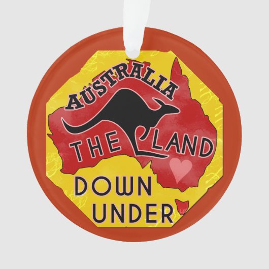 Australien Karte Land Down Under mit Kangaroo Retr Ornament (Vorderseite)