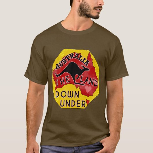 Australien Karte Land Down Under mit Kangaroo Retr T-Shirt (Vorderseite)