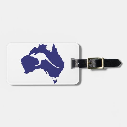 Australien-Karte mit Känguru-Silhouette Gepäckanhänger (Vorderseite horizontal)