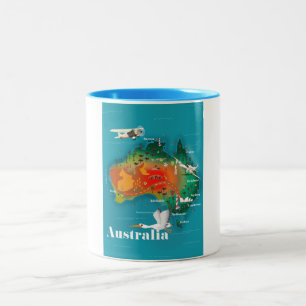 Australien-Karte-Reiseplakat Zweifarbige Tasse