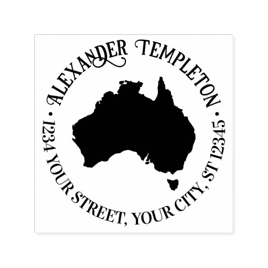 Australien Karte Silhouette Rundname Rücksendeadre Permastempel (Design)