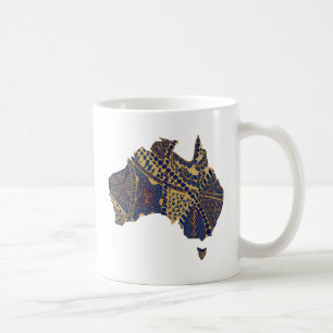 Australien Karte Tan-Blue-Red Kaffeetasse