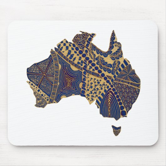 Australien Karte Tan-Blue-Red Mousepad (Vorne)
