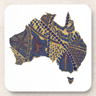 Australien Karte Tan-Blue-Red Untersetzer
