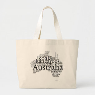 Australien Karte Word Art Jumbo Stoffbeutel
