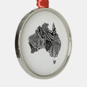 Australien-Karten-Gekritzel Silbernes Ornament (Rechts)