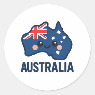 Australien Kawaii Fusion - Bold & Adorable Runder Aufkleber