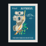 Australien Koala Bear Vintage Travel Poster Postkarte<br><div class="desc">Jeder würde Liebe,  dieses niedliche Reiseplakat "Visit Australia" mit einer Retro koala Bärenillustrierung und der Sydney Harbour Bridge zu erhalten!</div>